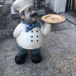 30” Chef Statue With Tray