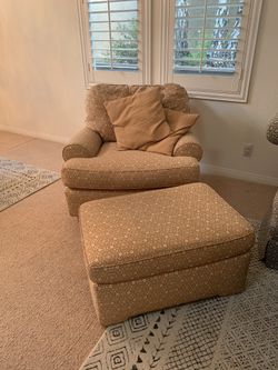 Custom upholstered chair & ottoman