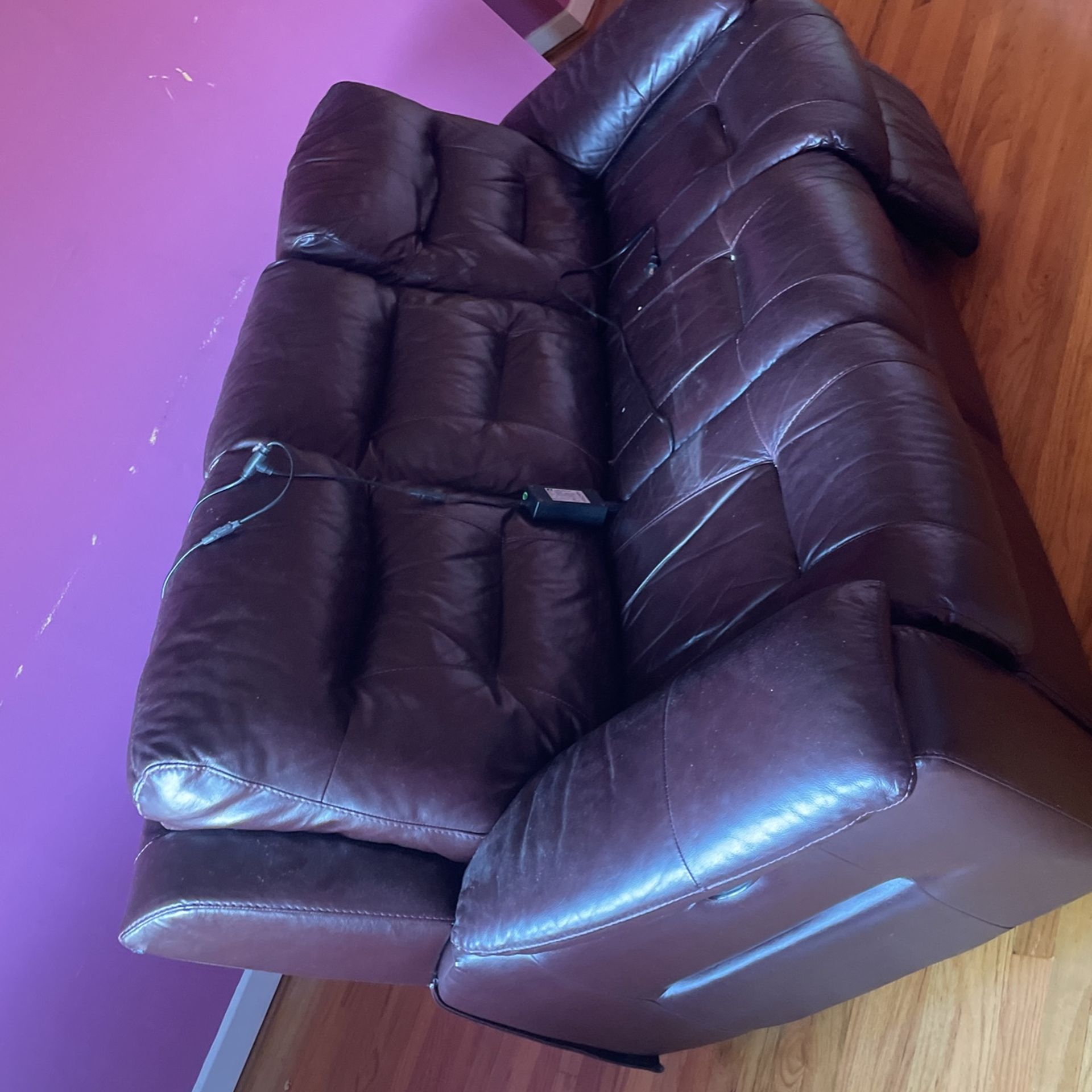 Brown leather recliner