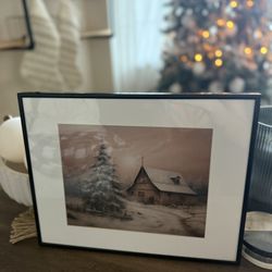Vintage Style Church Christmas Print 