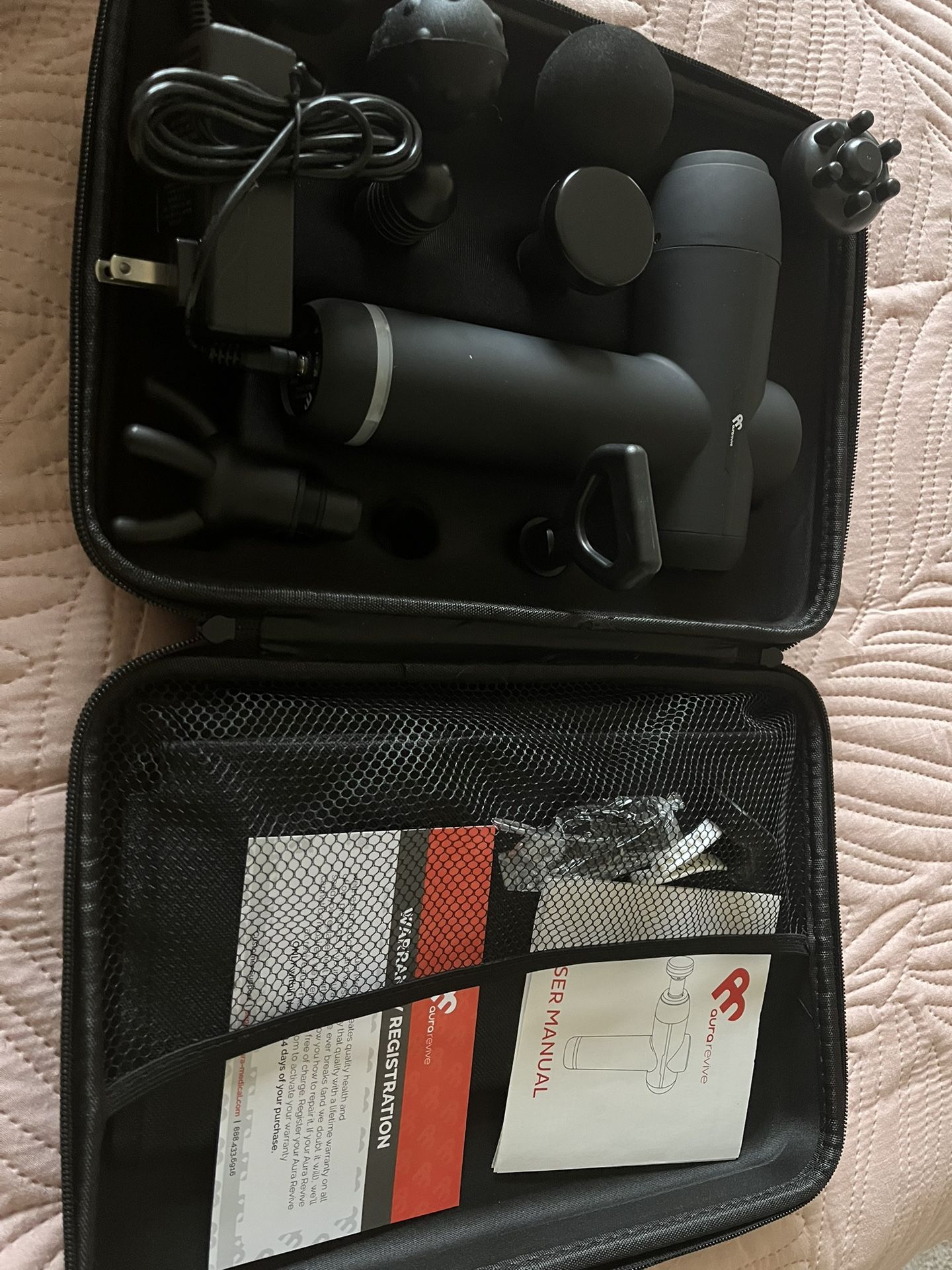 Like New- Aura Revive Massage gun set