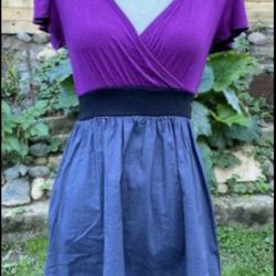 Be Bop USA Made Purple Gray Black Colorblock Mini Dress Flutter Sleeve Juniors S