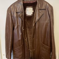 Mens Brown Leather Jacket -L