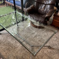 Lucite And Chrome And glass Coffee Table
