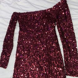 Red sequin prom dress
