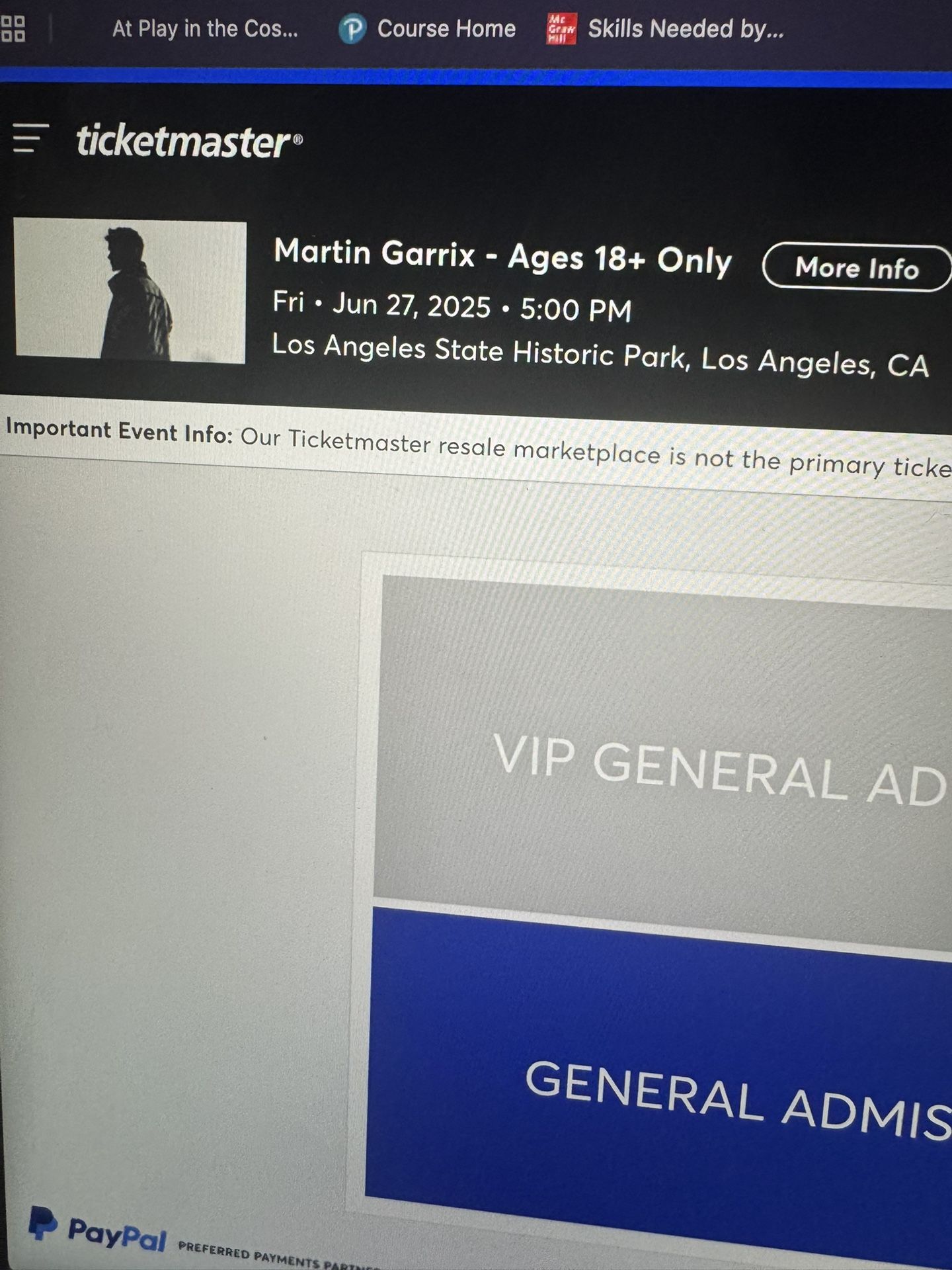 selling 1 tix Martin Garrix - Ages 18+ Only More Info Fri • Jun 27, 2025 • 5:00 PM Los Angeles State Historic Park, Los Angeles, CA