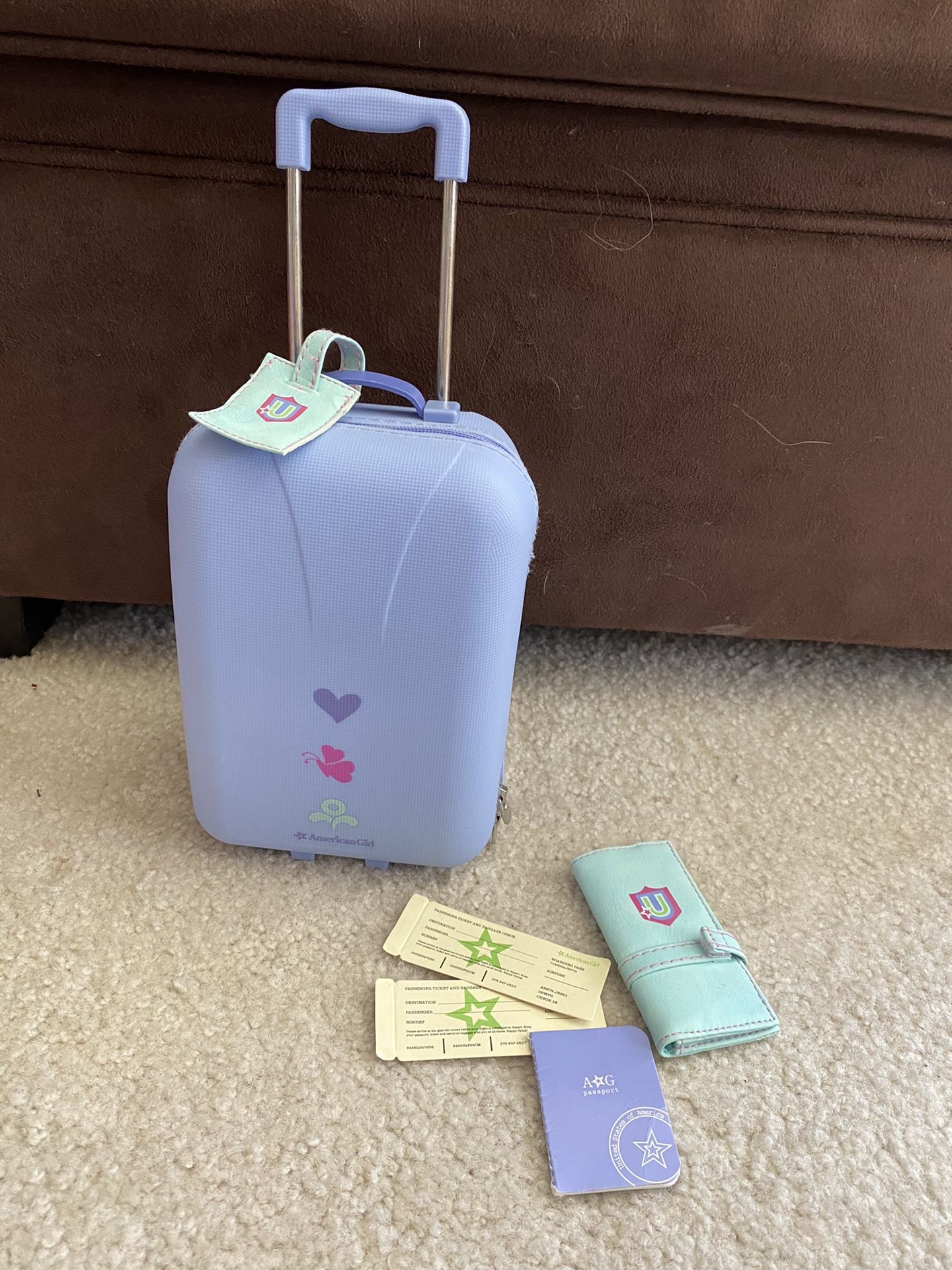 American Girl Doll Travel Kit! Suitcase! Passport! Airplane Tickets!