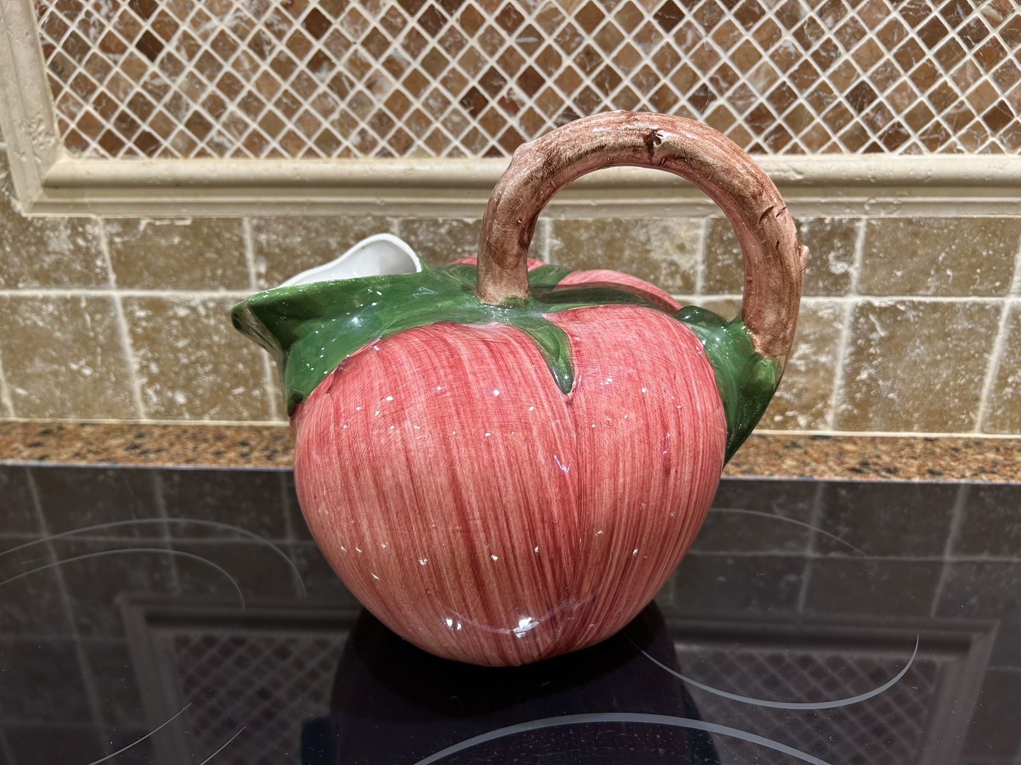 Bassano Hand Painted Tomato Pitcher, Italy