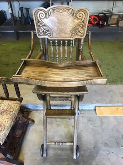 Antique high chair stroller