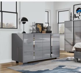 Dulane 54" W Modern High-Gloss 6-Drawer Dresser