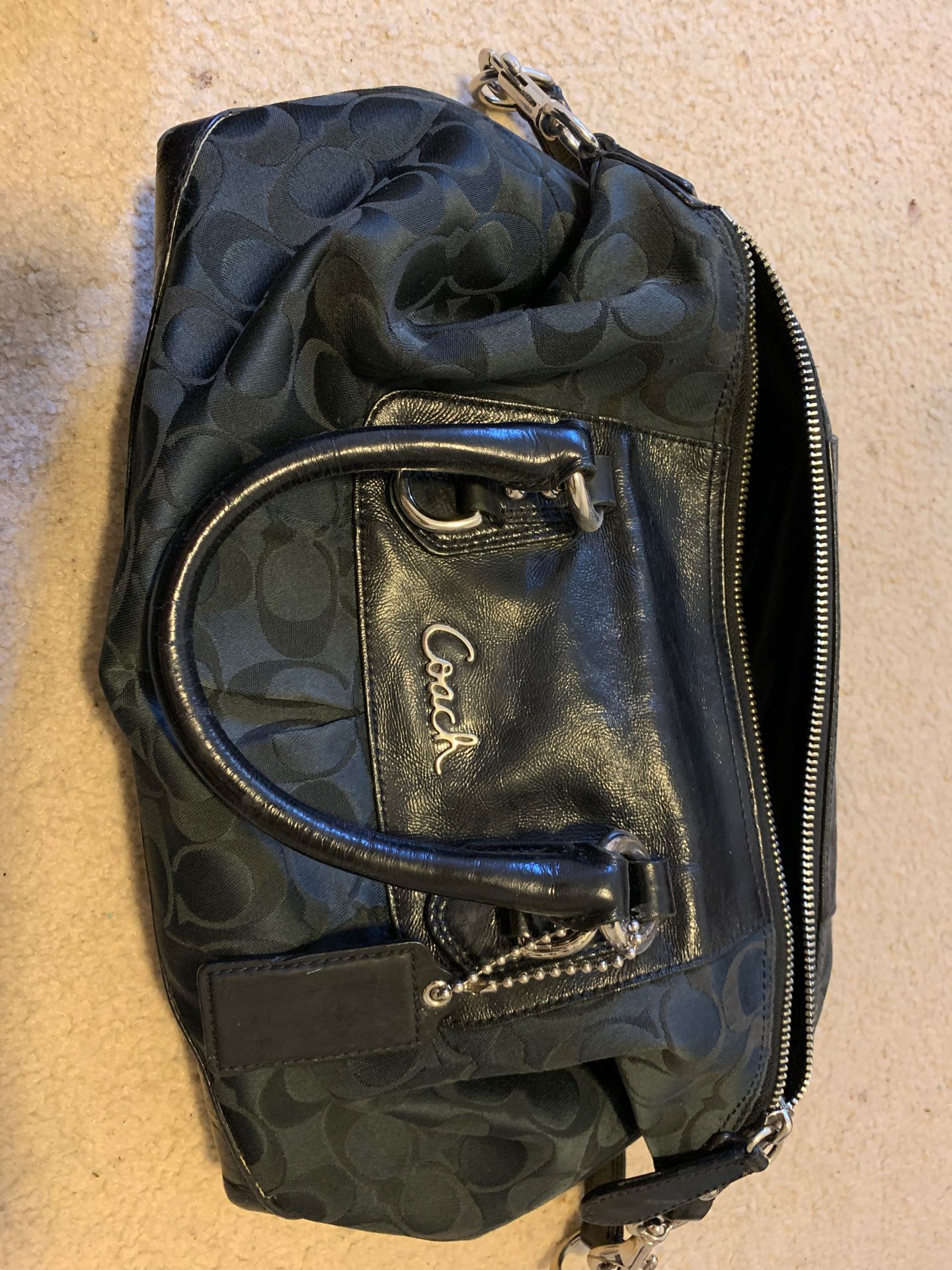 Black coach purse and matching wallet