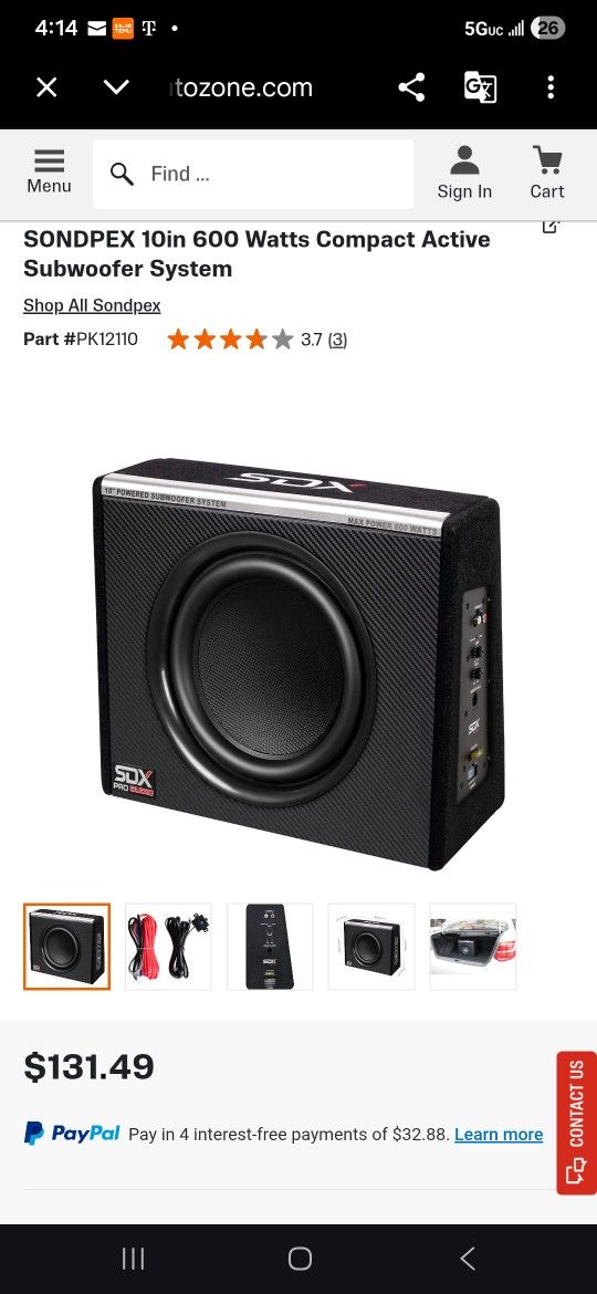 SONDPEX 10in 600 Watts Compact Active Subwoofer System