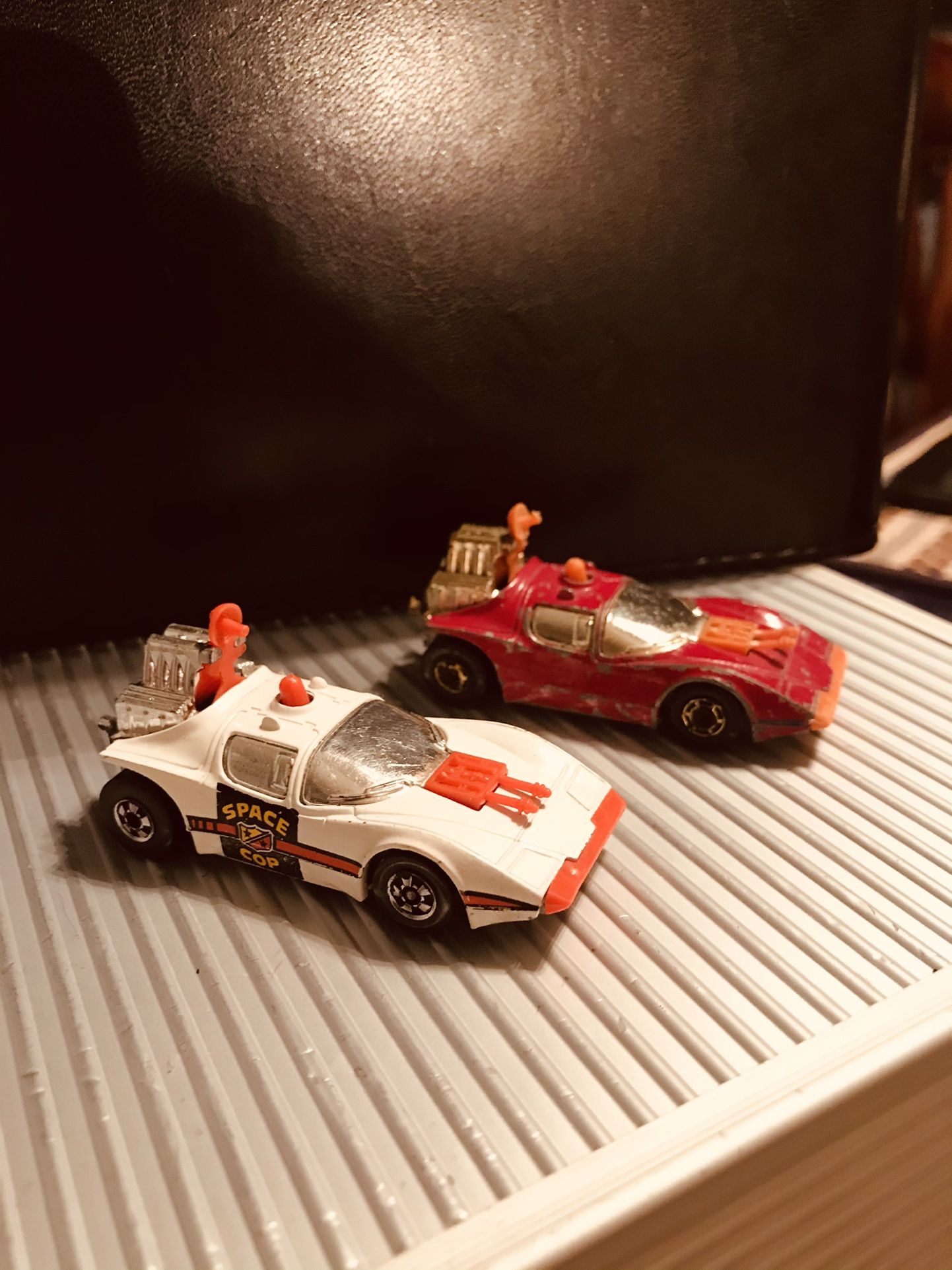2 Vintage Hot Wheels Science Friction Hong Kong (red One Has Chipped Paint)