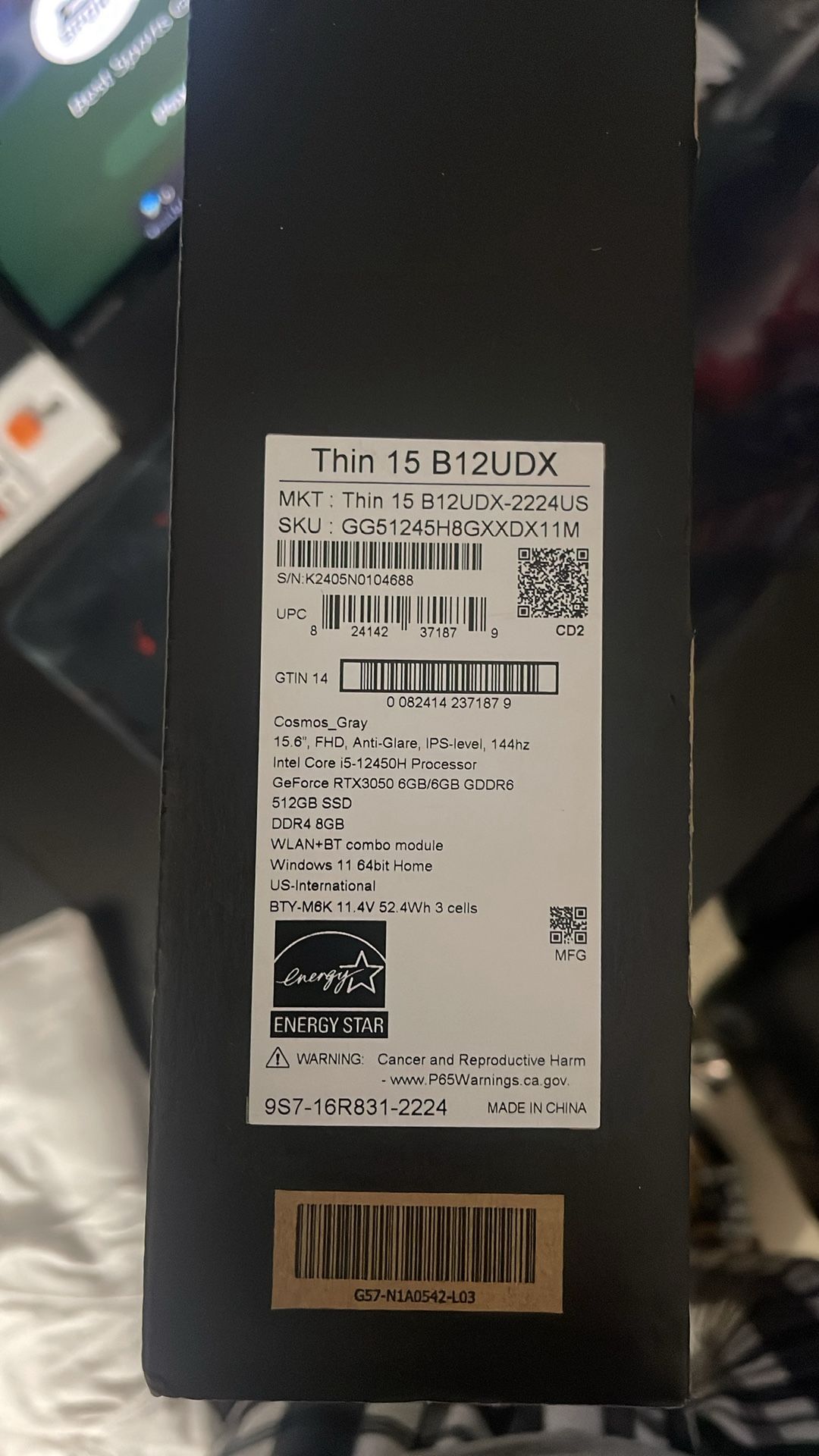 MSI Thin 15.6 inch FHD 144Hz Gaming Laptop