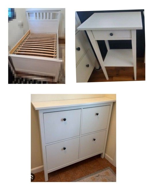 1 Twin Bed + 1 Nightstand +1 Shoe Cabinet