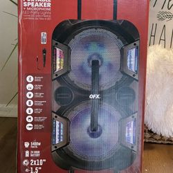 QFX doble 2x 10” Bluetooth rechargeable Party Speaker With Microphone And LED Lights 🔊🎤🎶   