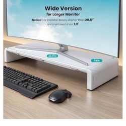 Monitor Stand Riser, Klearlook Foldable, Height Adjustable Computer Stand, Desk Shelf Riser with Storage Drawer &Tablet Phone Stand for Desktop, Lapto