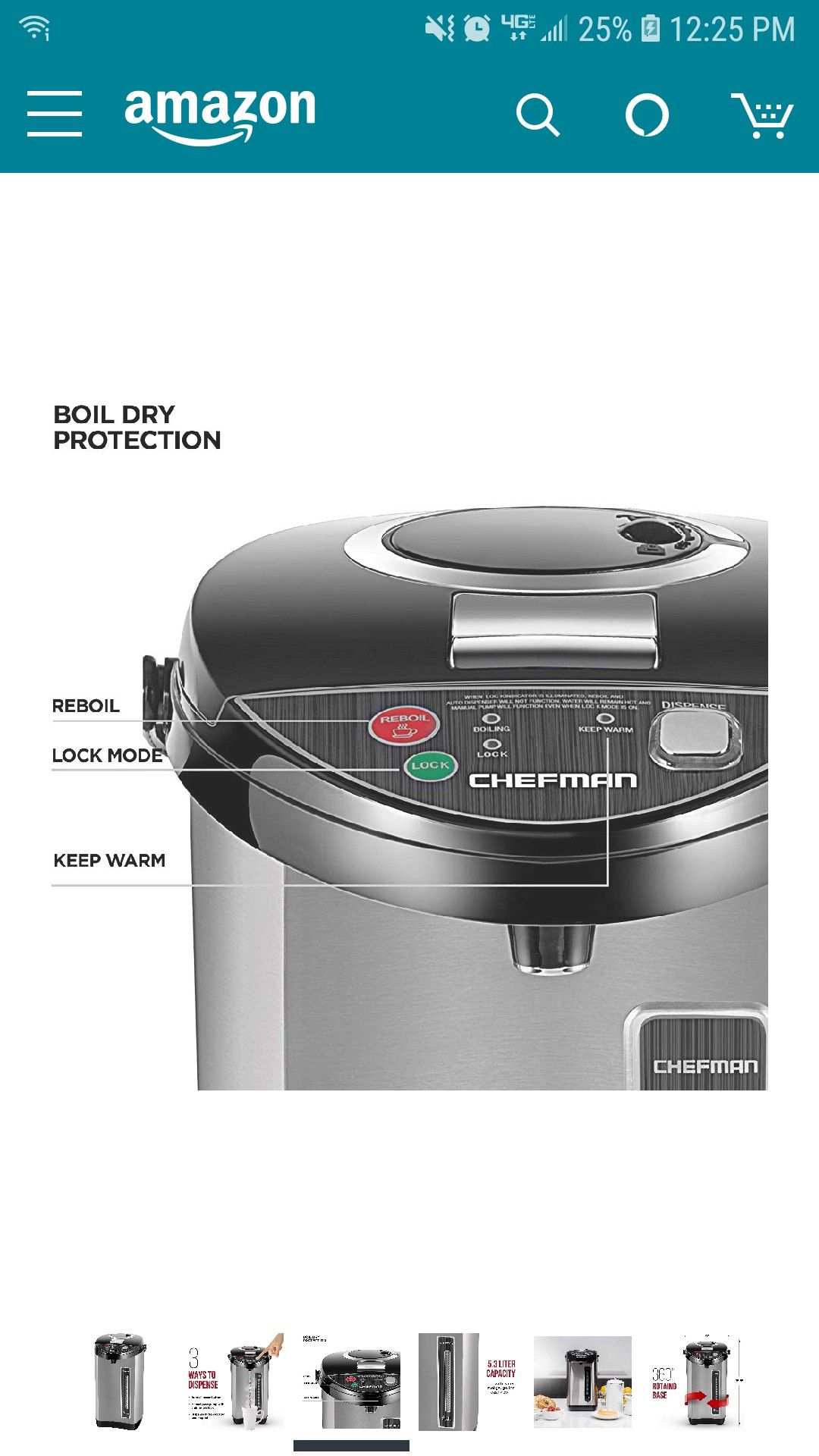 Chefman Instant Electric Hot Water Pot Coffee Urn w/ Auto & Manual