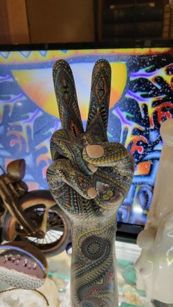 Polymer Clay Peace Sign Figure