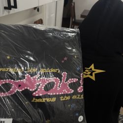 Pink Sp5der Hoodie Black