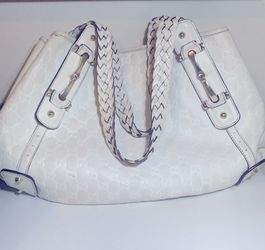 Gucci Guccissima Pelham Leather (white) with braided handles.