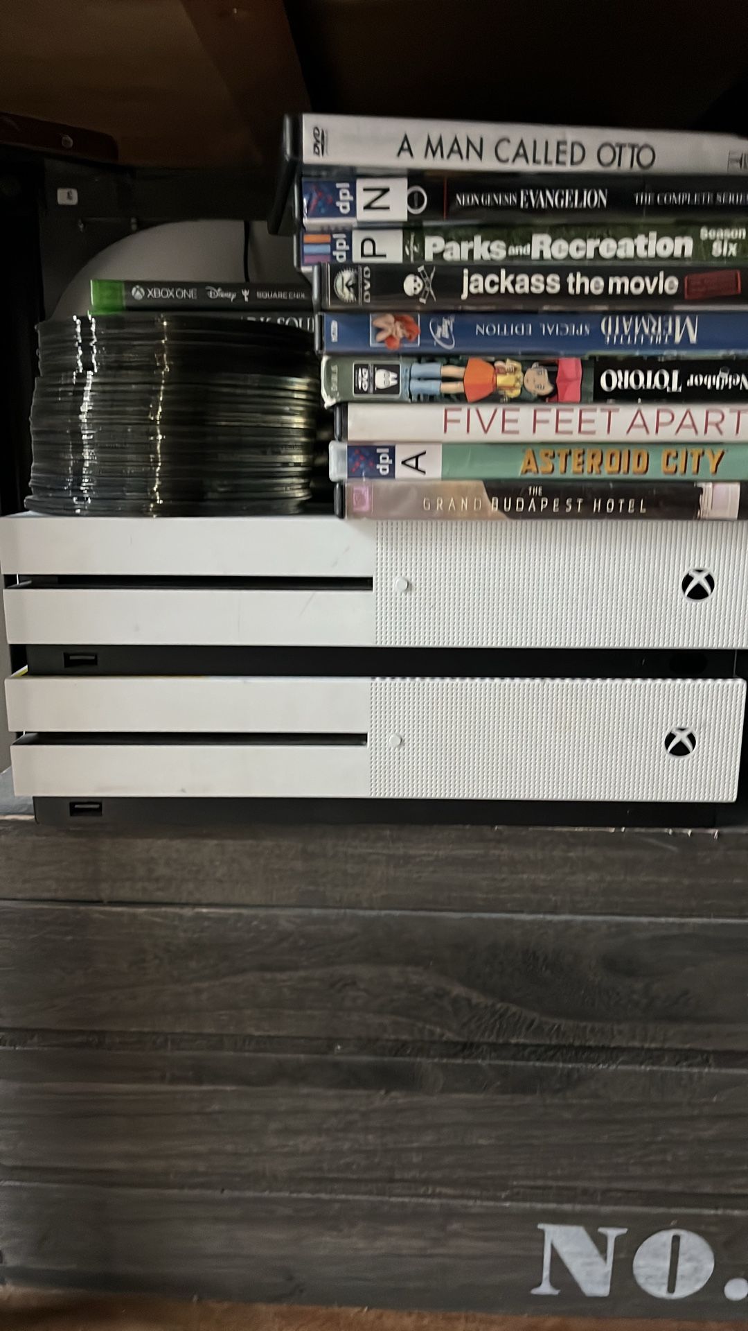 White Xbox One S with games
