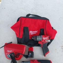 MILWAUKEE HAMMER DRILL 12V LITHIUM AND RATCHET 3/8 WITH BATTERY AND CHARGER 