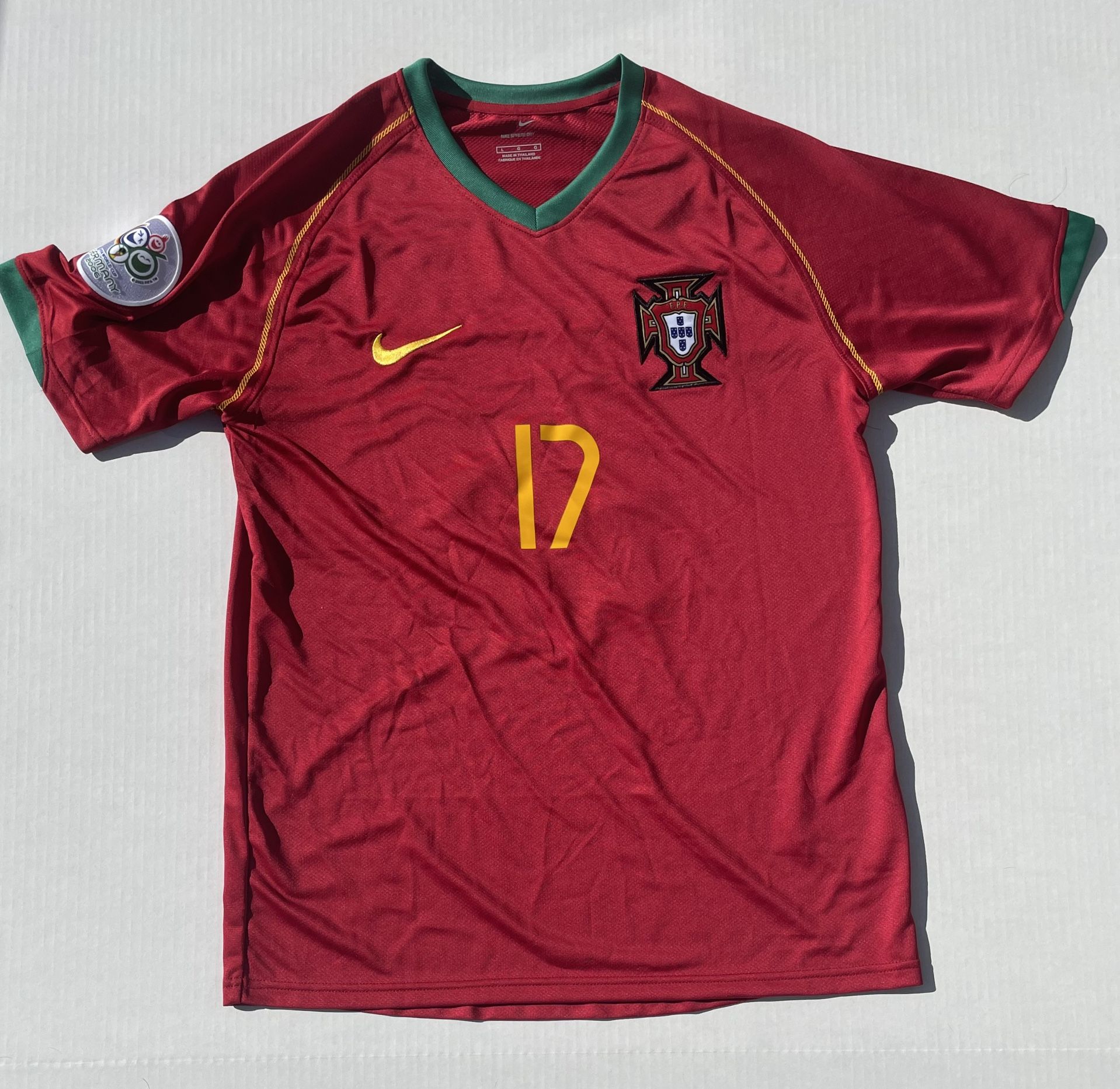 Portugal 2006 Home Jersey #17 C. RONALDO World Cup w Patch CR7 Men's L