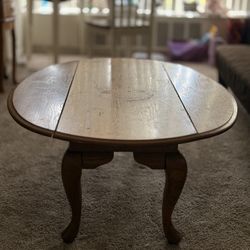 Vintage Oval Wood Coffee Table – Sturdy with Character!