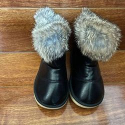 NEW Toddler Winter Snow Boots Warm Flat Plush Shoes - Black, Size 10