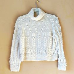 Women's turtleneck Cropped Sweater Top Pullover shirt texture Women's Size M Medium