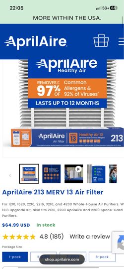 Aprilaire air filter 213  Merv 13