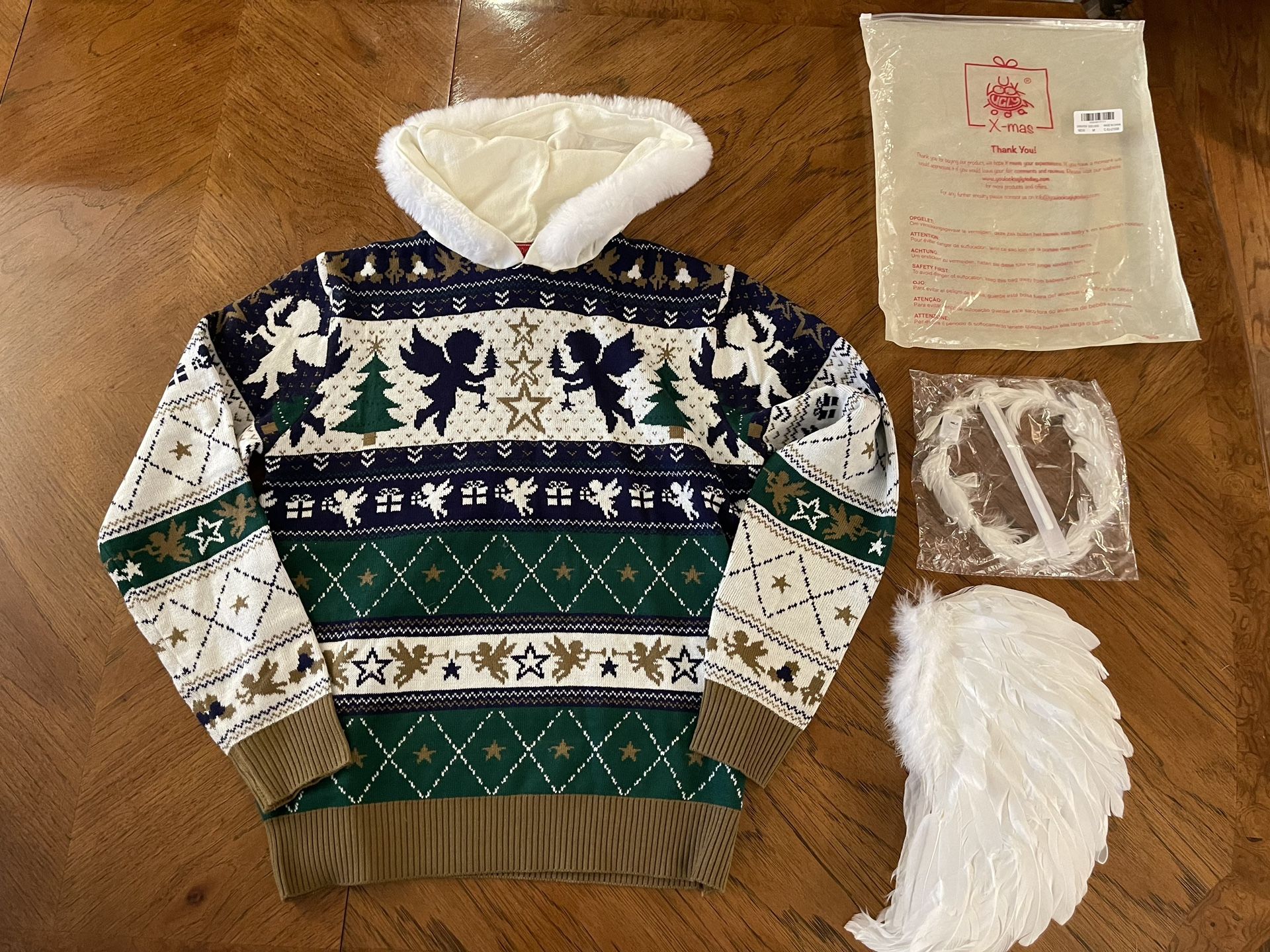 You Look Ugly Today Ugly Christmas Sweater with Angel Wings and Halo - Like New if Not New - Men’s Small
