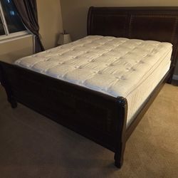 Wood Sleigh Bed Frame-Cal King