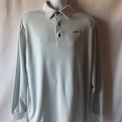 FootJoy men's white/blue Arrowhead pinstripe long sleeve golf polo shirt size XL