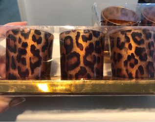 Leopard Gold Glass Votive Holders 3,5” (6 )
