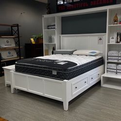 White Solid Mahogany With Under bed Storage Bed frame - New Traditions