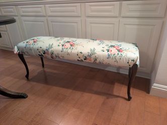 Upholstered Bench with Floral Fabric