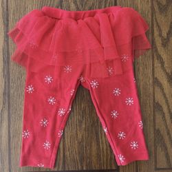 Carters Baby Girls 9M Leggings Red Tutu Pants Snowflake Christmas Holiday