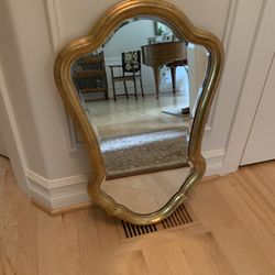 Vintage Wall Mount Mirror; Gilt Wood