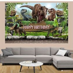Dinosaur Happy Birthday Backdrop