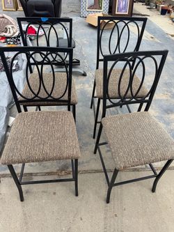 Set of 4 Black Metal Dining Chairs
