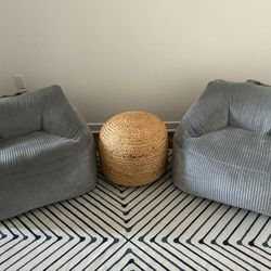 Slate Blue Crate And Barrel Lounge Chairs 