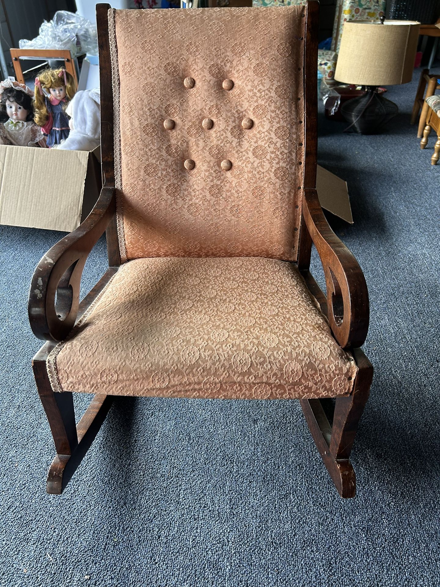 Vintage Or Antique Short Blush Clean Rocking Chair In Nice Shape