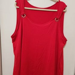 Red Sleeveless Scoop Neck Tank Top - Plus Size Top BNIP 
