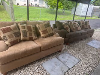 Free microfiber couch and love set
