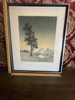 Vintage Mid-Century Hans Figura Color Etching w Aquatint on Silk Lonely Pines