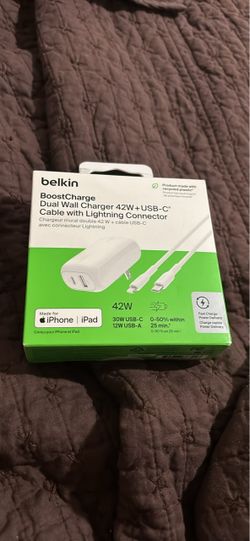 Belkin BoostCharge 42W Dual Wall Charger with USB-C Cable