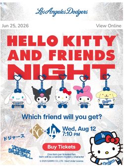 8/12 Dodger Tix - Hello Kitty & Friends Giveaway