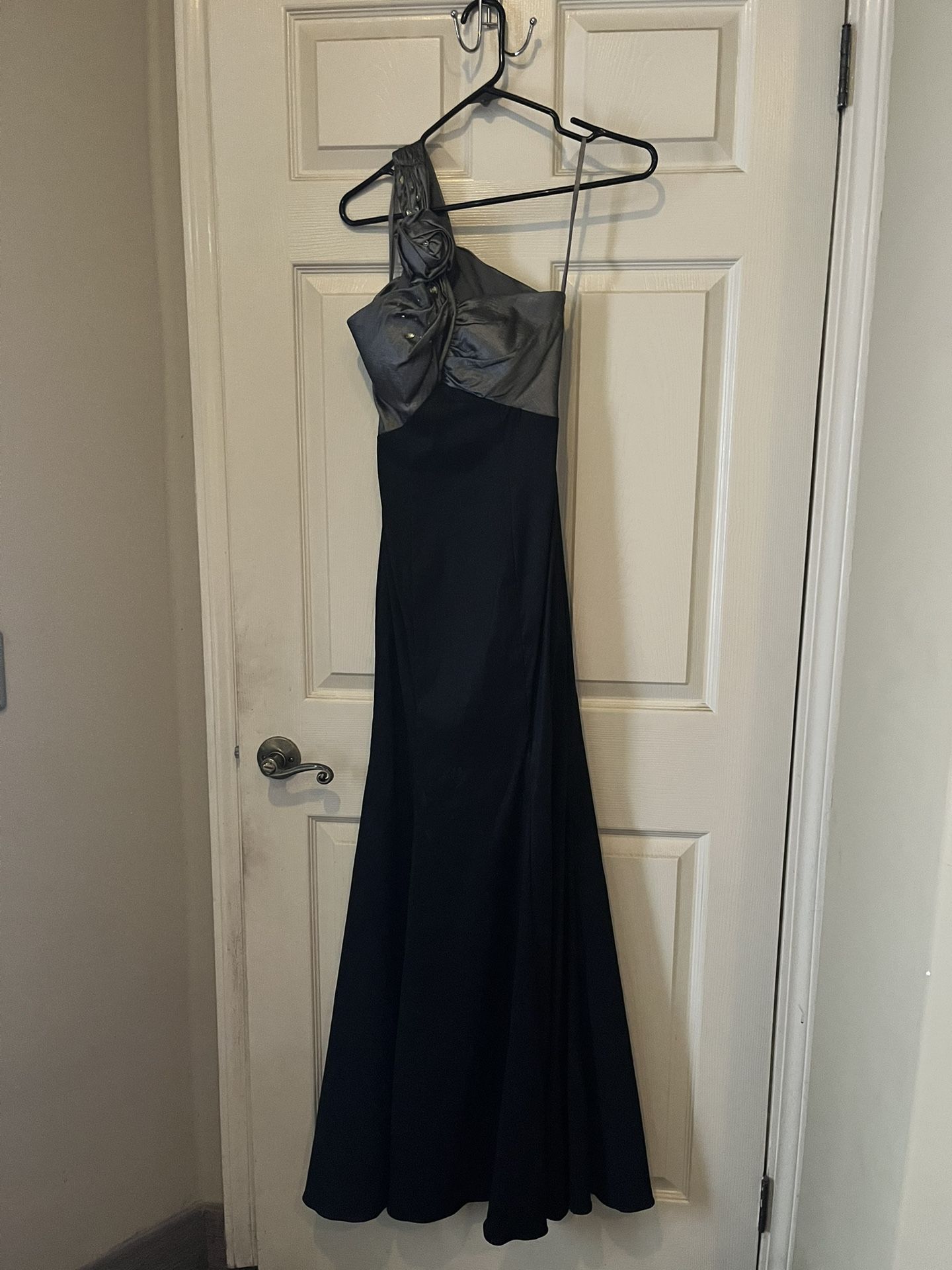 Black / Metallic Grey Long Dress